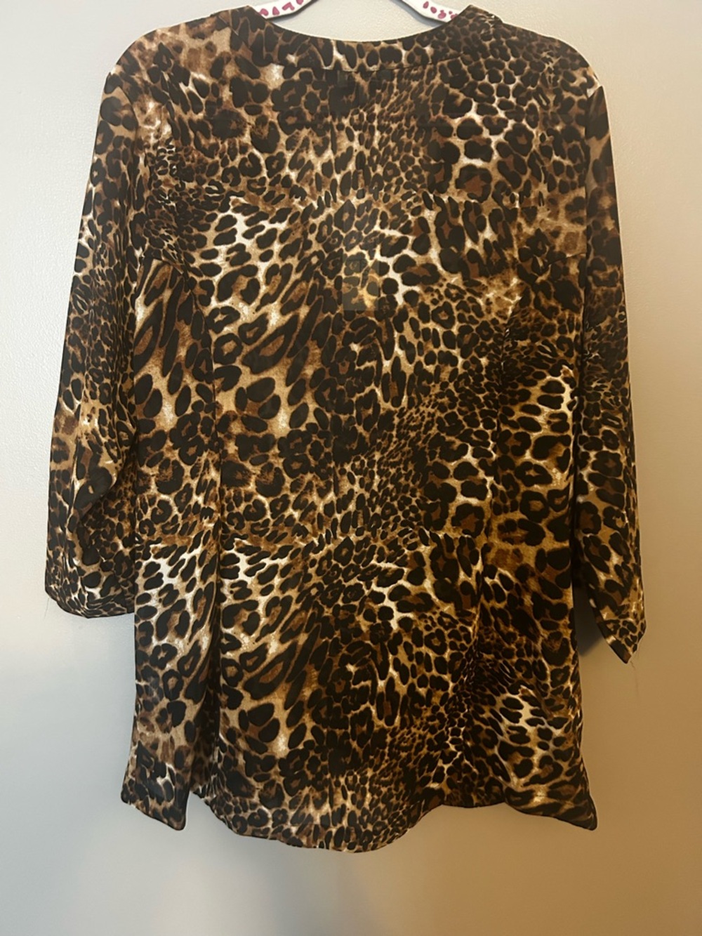 Vintage Style Leopard Print Knot-Front Women’s Top - Brown - Picture 2 of 3